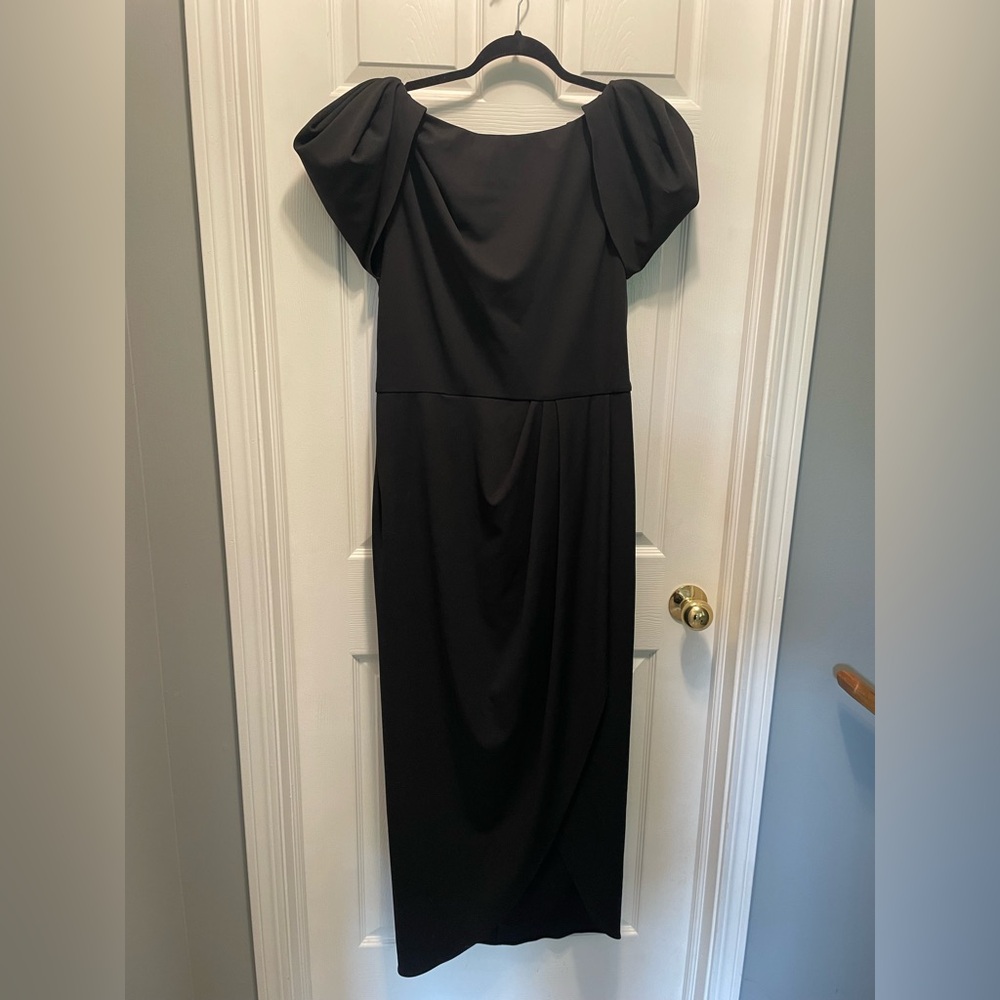 BHLDN Elegant Black Puff Sleeve Dress